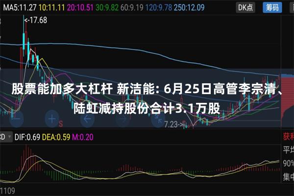 股票能加多大杠杆 新洁能: 6月25日高管李宗清、陆虹减持股份合计3.1万股